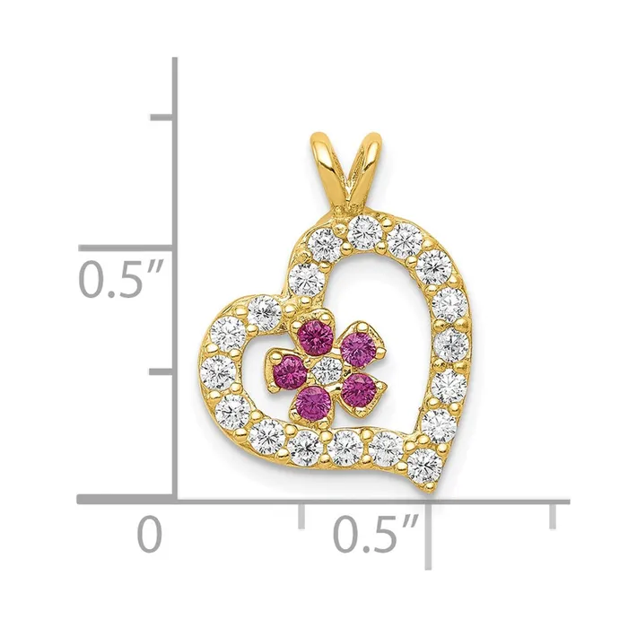 Qgold Necklaces 10k Yellow Gold 10 mm CZ Cubic Zirconia Heart Flower Pendant 113 grams Qgold Necklaces 10k Yellow Gold 10 mm CZ Cubic Zirconia Heart Flower Pendant 113 grams