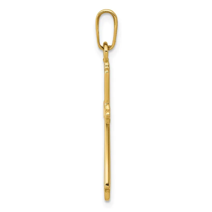 Qgold Necklaces 14k Yellow Gold 125 mm Polished Cross Pendant 036 grams