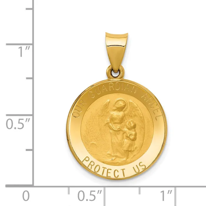 Qgold Necklaces 14k Yellow Gold 185 mm Guardian Angel Medal Hollow Pendant 13 grams Qgold Necklaces 14k Yellow Gold 185 mm Guardian Angel Medal Hollow Pendant 13 grams