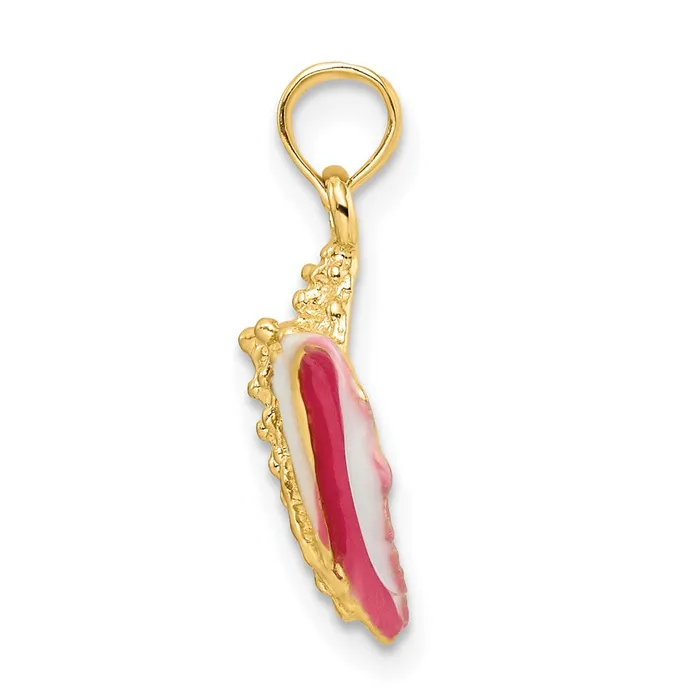 Qgold Necklaces 14k Yellow Gold 98 mm Textured and Enamel Conch Shell Pendant 153 grams Qgold Necklaces 14k Yellow Gold 98 mm Textured and Enamel Conch Shell Pendant 153 grams