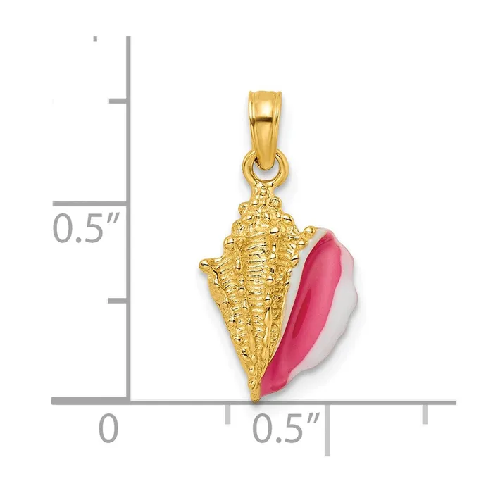 Qgold Necklaces 14k Yellow Gold 98 mm Textured and Enamel Conch Shell Pendant 153 grams Qgold Necklaces 14k Yellow Gold 98 mm Textured and Enamel Conch Shell Pendant 153 grams