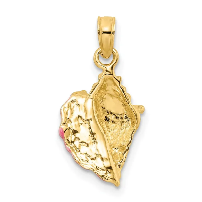Qgold Necklaces 14k Yellow Gold 98 mm Textured and Enamel Conch Shell Pendant 153 grams Qgold Necklaces 14k Yellow Gold 98 mm Textured and Enamel Conch Shell Pendant 153 grams