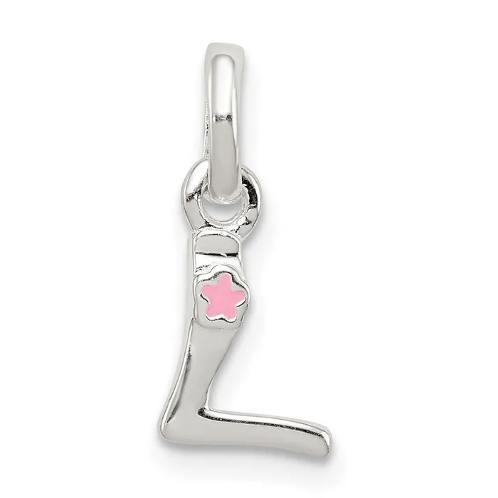 Qgold Necklaces Sterling Silver Letter L with Enamel Pendant