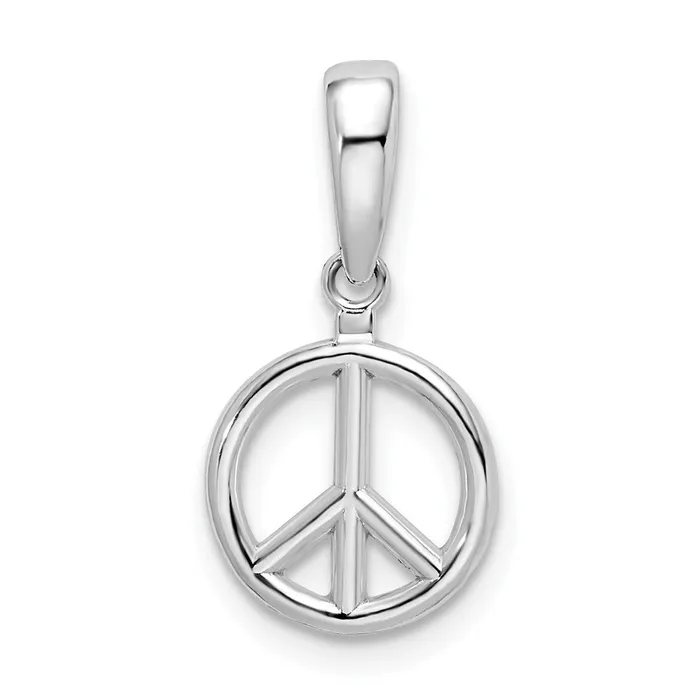 Qgold Necklaces Sterling Silver Rhodiumplated Polished Peace Symbol Pendant 08 grams