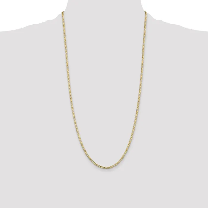 Qgold PreStyled Sets 10k Yellow Gold 3 mm Flat Figaro Chain 459 grams Qgold PreStyled Sets 10k Yellow Gold 3 mm Flat Figaro Chain 459 grams
