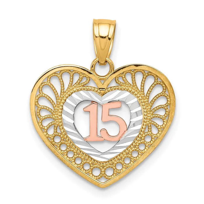Qgold Rings 10k Twotone 16 mm 15 Heart Pendant 113 grams