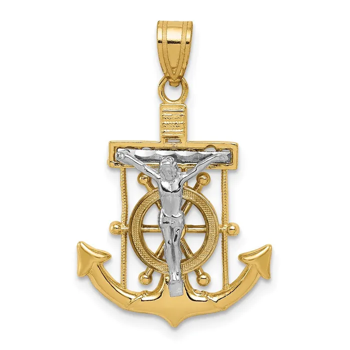 Qgold Rings 10k Twotone 18 mm Diamondcut Mariners Cross Pendant 151 grams Qgold Rings 10k Twotone 18 mm Diamondcut Mariners Cross Pendant 151 grams