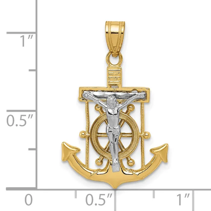 Qgold Rings 10k Twotone 18 mm Diamondcut Mariners Cross Pendant 151 grams Qgold Rings 10k Twotone 18 mm Diamondcut Mariners Cross Pendant 151 grams