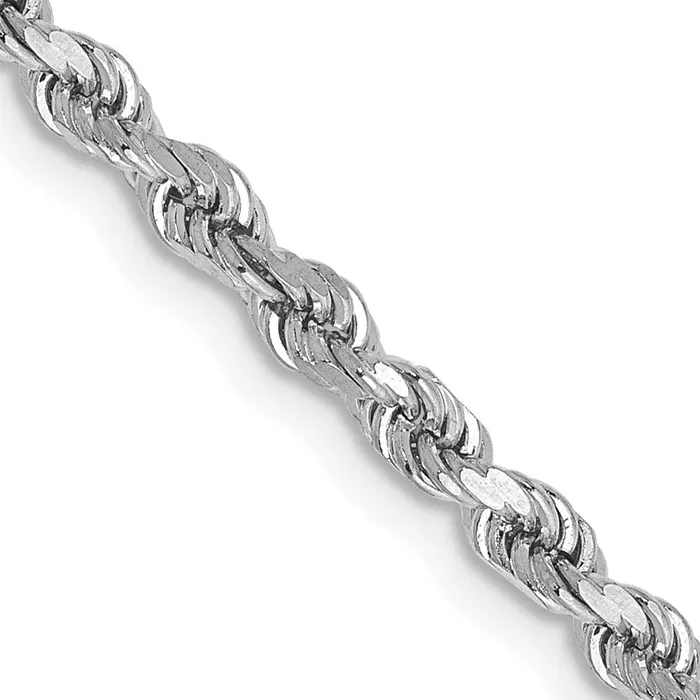 Qgold Rings 10k White Gold 275 mm Diamondcut Rope Chain 985 grams