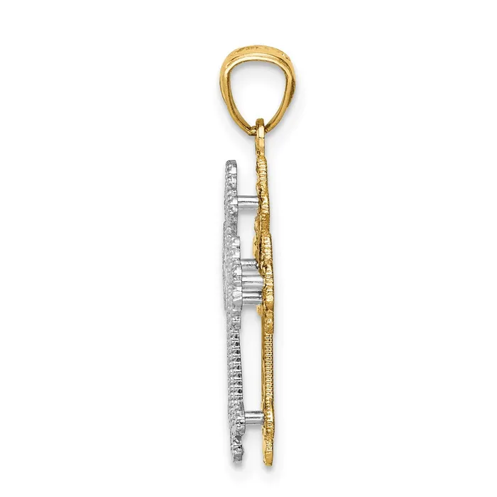 Qgold Rings 14k Twotone 15 mm Twotone Polished Filigree 2 Level Heart Cross Pendant 134 grams Qgold Rings 14k Twotone 15 mm Twotone Polished Filigree 2 Level Heart Cross Pendant 134 grams