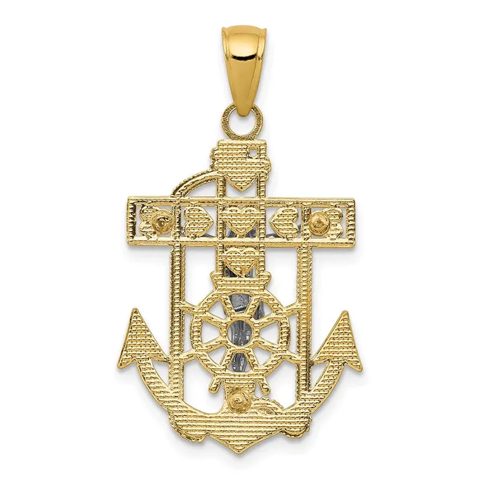 Qgold Rings 14k Twotone 19 mm Mariners Crucifix Pendant 225 grams Qgold Rings 14k Twotone 19 mm Mariners Crucifix Pendant 225 grams