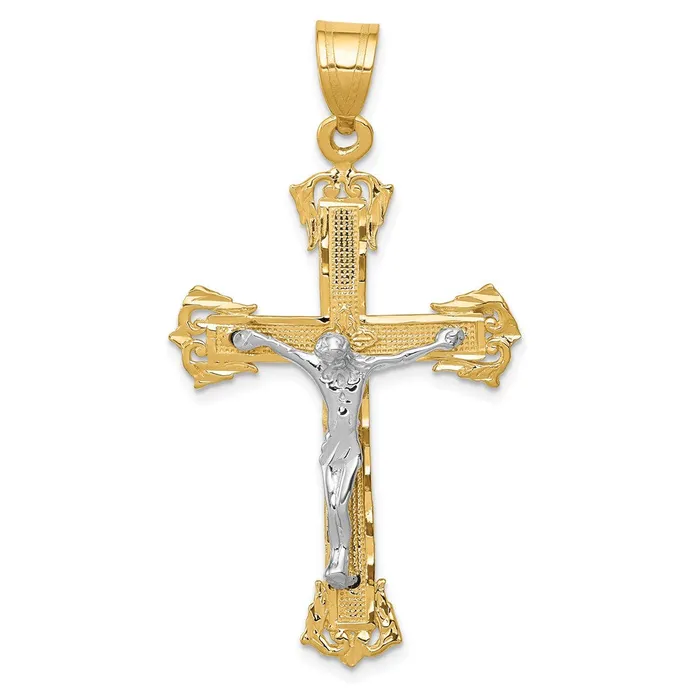 Rings 14k Twotone 28 mm Diamondcut Jesus Crucifix Pendant 316 grams Qgold