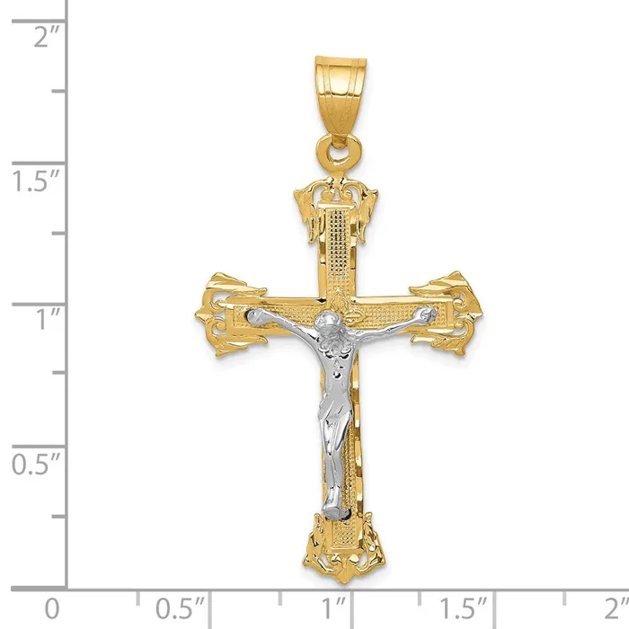 Rings 14k Twotone 28 mm Diamondcut Jesus Crucifix Pendant 316 grams Qgold Rings 14k Twotone 28 mm Diamondcut Jesus Crucifix Pendant 316 grams Qgold