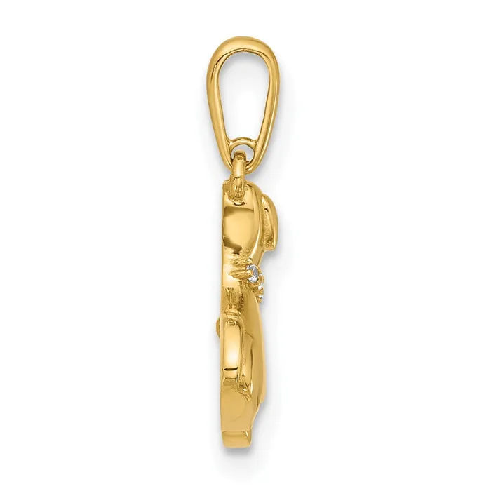 Rings 14k Twotone 9 mm Polished CZ Dog wHeart Dangle Pendant 082 grams Qgold