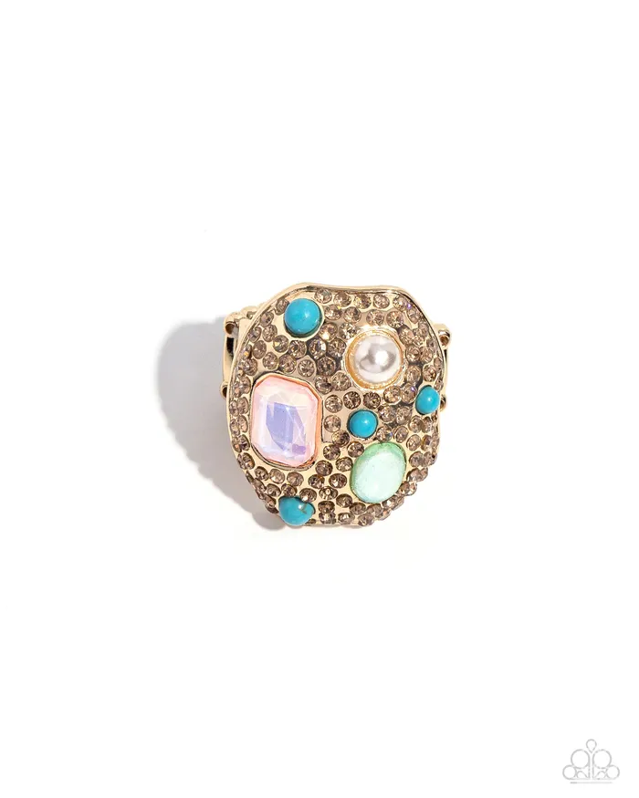 Rings Active Artistry Gold Topaz Turquoise Pearl Ring Paparazzi Paparazzi Accessories Rings Active Artistry Gold Topaz Turquoise Pearl Ring Paparazzi Paparazzi Accessories