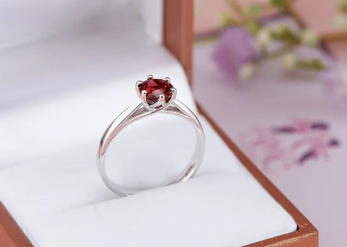 Rings AME Jewellery Natural Red Garnet 6prong Solitaire Ring in Sterling Silver Rings AME Jewellery Natural Red Garnet 6prong Solitaire Ring in Sterling Silver