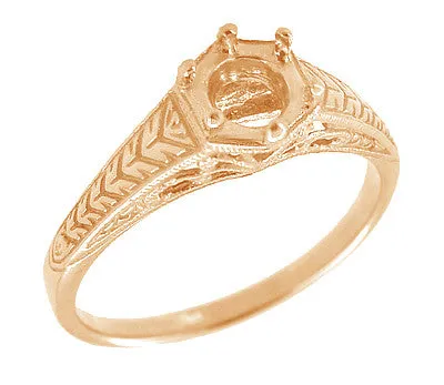 Rings Antique Jewelry Mall 14 Karat Rose Pink Gold Art Deco Carved Wheat and Filigree Scrolls Engagement Ring Setting for a 34 Carat Diamond Rings Antique Jewelry Mall 14 Karat Rose Pink Gold Art Deco Carved Wheat and Filigree Scrolls Engagement Ring Setting for a 34 Carat Diamond