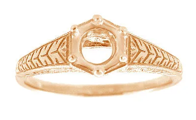 Rings Antique Jewelry Mall 14 Karat Rose Pink Gold Art Deco Carved Wheat and Filigree Scrolls Engagement Ring Setting for a 34 Carat Diamond Rings Antique Jewelry Mall 14 Karat Rose Pink Gold Art Deco Carved Wheat and Filigree Scrolls Engagement Ring Setting for a 34 Carat Diamond