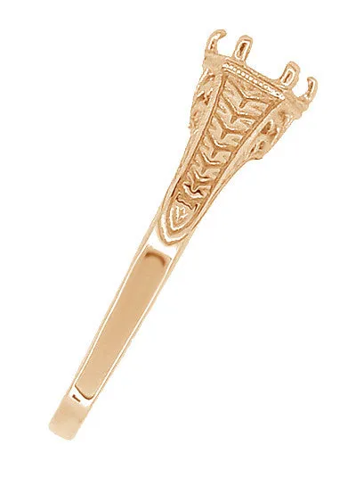 Rings Antique Jewelry Mall 14 Karat Rose Pink Gold Art Deco Carved Wheat and Filigree Scrolls Engagement Ring Setting for a 34 Carat Diamond Rings Antique Jewelry Mall 14 Karat Rose Pink Gold Art Deco Carved Wheat and Filigree Scrolls Engagement Ring Setting for a 34 Carat Diamond
