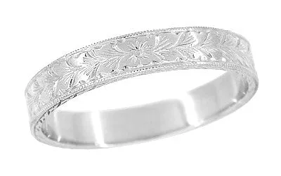 Rings Antique Jewelry Mall 4mm Art Deco Engraved Wheat Flat Wedding Ring in Sterling Silver Rings Antique Jewelry Mall 4mm Art Deco Engraved Wheat Flat Wedding Ring in Sterling Silver