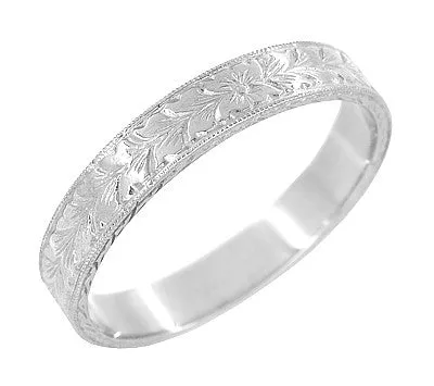 Rings Antique Jewelry Mall 4mm Art Deco Engraved Wheat Flat Wedding Ring in Sterling Silver Rings Antique Jewelry Mall 4mm Art Deco Engraved Wheat Flat Wedding Ring in Sterling Silver
