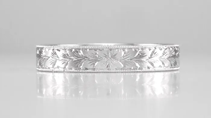 Rings Antique Jewelry Mall 4mm Art Deco Engraved Wheat Flat Wedding Ring in Sterling Silver Rings Antique Jewelry Mall 4mm Art Deco Engraved Wheat Flat Wedding Ring in Sterling Silver