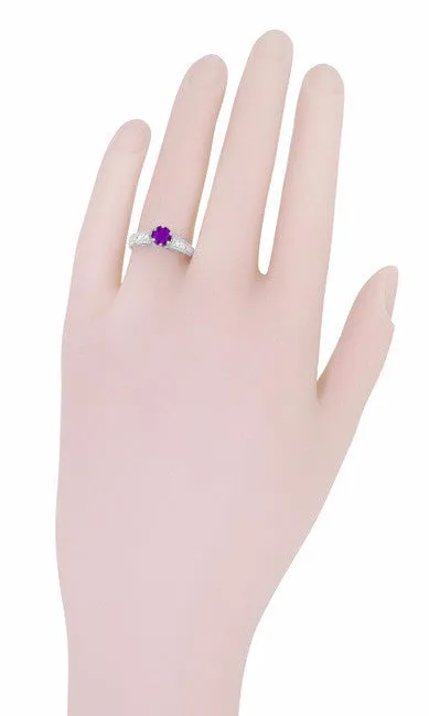 Rings Antique Jewelry Mall Amethyst and Diamond Filigree Engagement Ring in Platinum Rings Antique Jewelry Mall Amethyst and Diamond Filigree Engagement Ring in Platinum