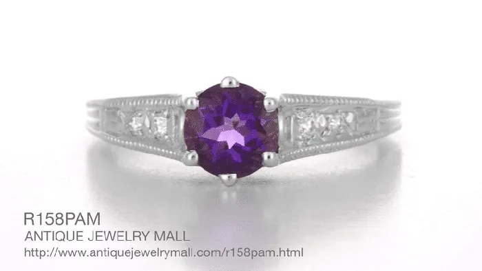 Rings Antique Jewelry Mall Amethyst and Diamond Filigree Engagement Ring in Platinum Rings Antique Jewelry Mall Amethyst and Diamond Filigree Engagement Ring in Platinum