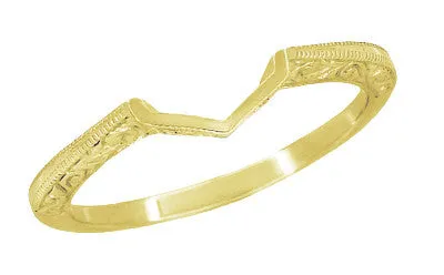Rings Antique Jewelry Mall Art Deco Filigree Scrolls Engraved Contoured Wedding Band in 14 Karat Yellow Gold Rings Antique Jewelry Mall Art Deco Filigree Scrolls Engraved Contoured Wedding Band in 14 Karat Yellow Gold