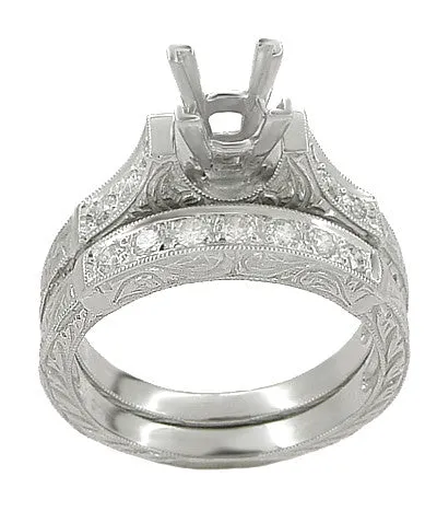 Rings Antique Jewelry Mall Art Deco Scrolls 1 Carat Princess Cut Diamond Engagement Ring Setting and Wedding Ring in Platinum Rings Antique Jewelry Mall Art Deco Scrolls 1 Carat Princess Cut Diamond Engagement Ring Setting and Wedding Ring in Platinum
