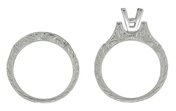 Rings Antique Jewelry Mall Art Deco Scrolls 1 Carat Princess Cut Diamond Engagement Ring Setting and Wedding Ring in Platinum Rings Antique Jewelry Mall Art Deco Scrolls 1 Carat Princess Cut Diamond Engagement Ring Setting and Wedding Ring in Platinum