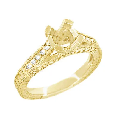 Rings Antique Jewelry Mall Art Deco X O Kisses Yellow Gold 34 Carat Diamond Engagement Ring Setting 14K or 18K Rings Antique Jewelry Mall Art Deco X O Kisses Yellow Gold 34 Carat Diamond Engagement Ring Setting 14K or 18K
