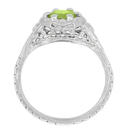 Rings Antique Jewelry Mall Filigree Flowers Art Deco Peridot Engagement Ring in 14 Karat White Gold Rings Antique Jewelry Mall Filigree Flowers Art Deco Peridot Engagement Ring in 14 Karat White Gold