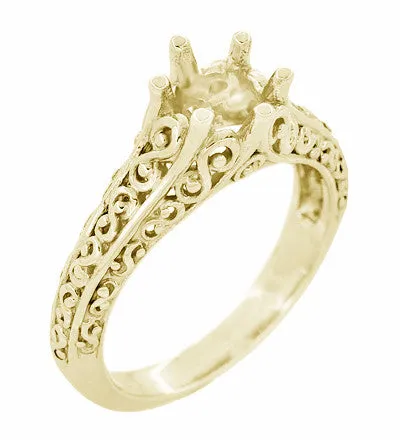 Rings Antique Jewelry Mall Filigree Flowing Scrolls Engagement Ring Setting for a 34 Carat Diamond in 14 Karat Yellow Gold Rings Antique Jewelry Mall Filigree Flowing Scrolls Engagement Ring Setting for a 34 Carat Diamond in 14 Karat Yellow Gold