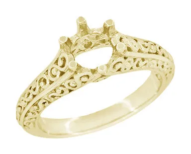 Rings Antique Jewelry Mall Filigree Flowing Scrolls Engagement Ring Setting for a 34 Carat Diamond in 14 Karat Yellow Gold Rings Antique Jewelry Mall Filigree Flowing Scrolls Engagement Ring Setting for a 34 Carat Diamond in 14 Karat Yellow Gold
