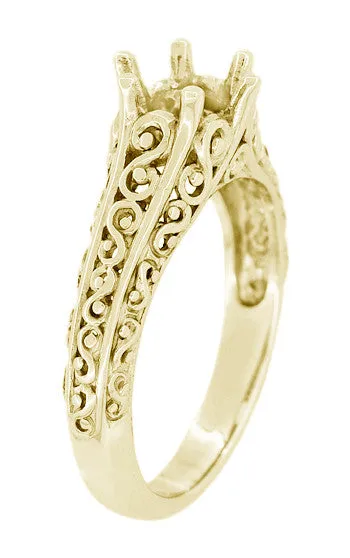 Rings Antique Jewelry Mall Filigree Flowing Scrolls Engagement Ring Setting for a 34 Carat Diamond in 14 Karat Yellow Gold Rings Antique Jewelry Mall Filigree Flowing Scrolls Engagement Ring Setting for a 34 Carat Diamond in 14 Karat Yellow Gold
