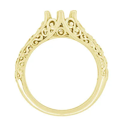 Rings Antique Jewelry Mall Filigree Flowing Scrolls Engagement Ring Setting for a 34 Carat Diamond in 14 Karat Yellow Gold Rings Antique Jewelry Mall Filigree Flowing Scrolls Engagement Ring Setting for a 34 Carat Diamond in 14 Karat Yellow Gold