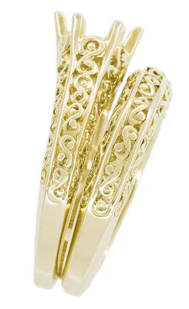 Rings Antique Jewelry Mall Filigree Flowing Scrolls Engagement Ring Setting for a 34 Carat Diamond in 14 Karat Yellow Gold Rings Antique Jewelry Mall Filigree Flowing Scrolls Engagement Ring Setting for a 34 Carat Diamond in 14 Karat Yellow Gold