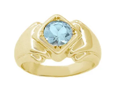 Rings Antique Jewelry Mall Mens Art Deco Aquamarine Ring in 14 Karat Yellow Gold Rings Antique Jewelry Mall Mens Art Deco Aquamarine Ring in 14 Karat Yellow Gold