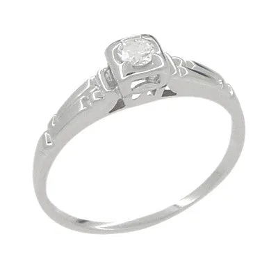 Rings Antique Jewelry Mall Retro Moderne Diamond Antique Engagement Ring in 18 Karat White Gold