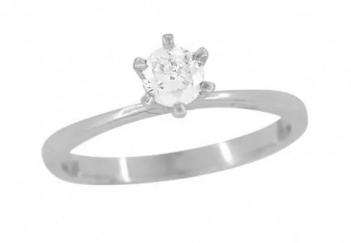 Rings Antique Jewelry Mall Somersville 1960s Vintage 028 Carat Solitaire Old European Cut Diamond High Setting Engagement Ring in 10K White Gold Rings Antique Jewelry Mall Somersville 1960s Vintage 028 Carat Solitaire Old European Cut Diamond High Setting Engagement Ring in 10K White Gold