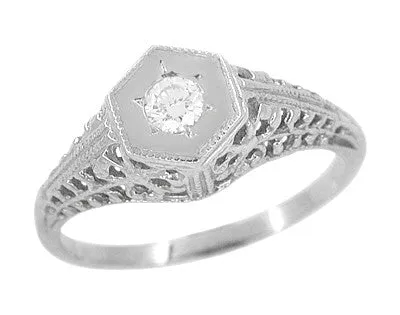 Rings Art Deco Filigree Diamond Antique Engagement Ring in 14 Karat White Gold Antique Jewelry Mall Rings Art Deco Filigree Diamond Antique Engagement Ring in 14 Karat White Gold Antique Jewelry Mall