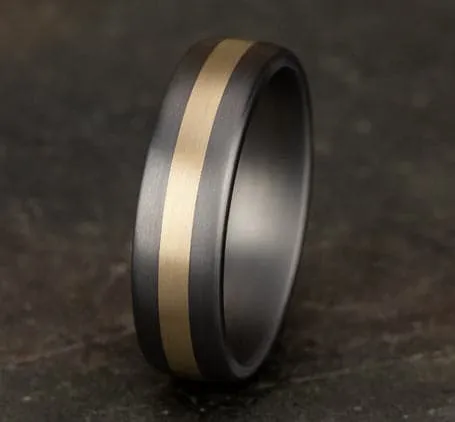 Rings Benchmark Rings Tantalum and GoldStripe Mens Band