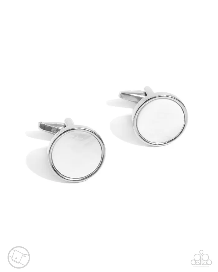 Rings Circular Career White Shell Silver Mens Cuff Links Paparazzi Paparazzi Accessories Rings Circular Career White Shell Silver Mens Cuff Links Paparazzi Paparazzi Accessories