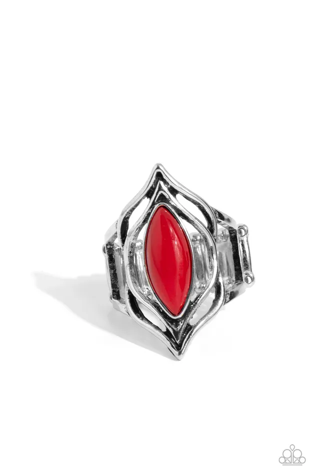 Rings Fearless Fluorescence Red Stone Silver Ring Paparazzi Paparazzi Accessories Rings Fearless Fluorescence Red Stone Silver Ring Paparazzi Paparazzi Accessories