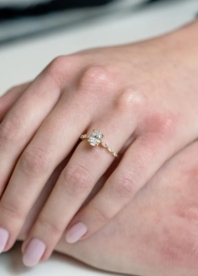 Rings Frederick Goldman Marquis Accented Engagement Ring