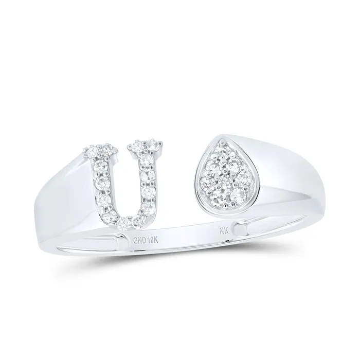 Rings GND 110CtwNat Dia Nk Gift Initial U Pear Ladies Ring 166 grams
