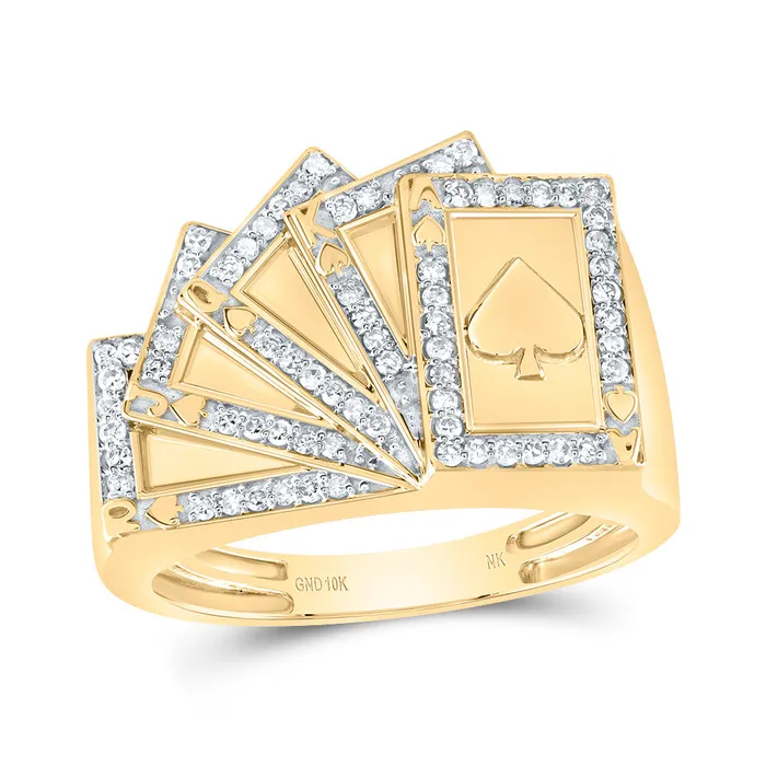 Rings GND 13CtwNat Dia Nk Cards Men Ring 621 grams