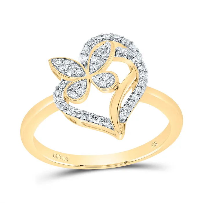 Rings GND 14CtwNat Dia Cn Gift Butterfly Heart Ring 261 grams