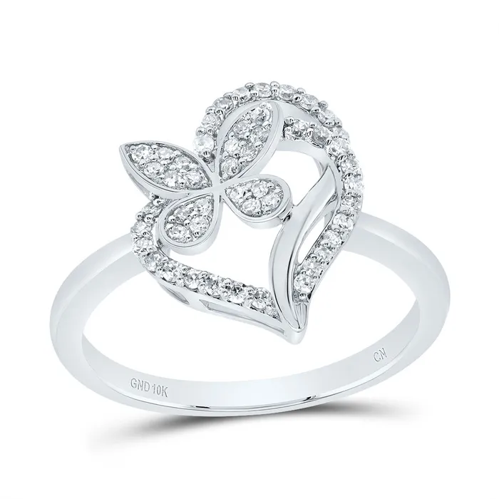 Rings GND 14CtwNat Dia Cn Gift Butterfly Heart Ring 276 grams
